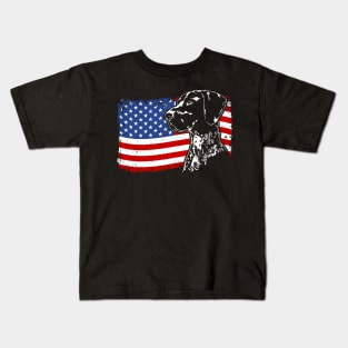 German Shorthaired Pointer Mom Dad American Flag patriotic dog Kids T-Shirt